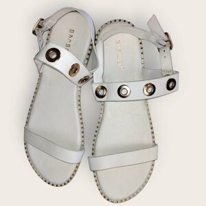 Bamboo Womens Sandals Sz 9 White Gold Accents One Strap Adjustable Casual Beachy